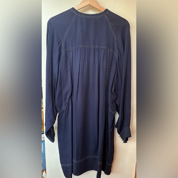 Isabel Marant Beaded Georgette Adele Shirt Dress Navy Blue Runway Fall 2015 - Picture 15 of 16